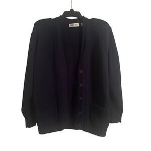 VGUC Alison Craig Vintage Navy Blue Cardigan Sweater Button Front Size Medium